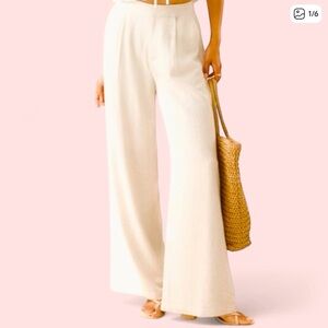 GLG Wide Leg Linen Blend Pants - Light Cream